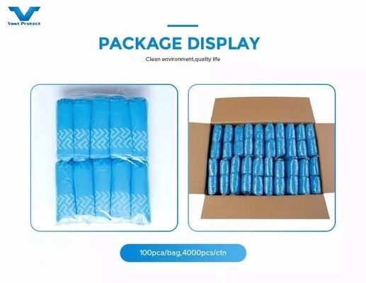 一回用 PP 10-20g 弾性ブルー 滑り防止 プリント 靴カバー 高水準