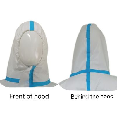 完全に閉ざされた使い捨て用防護服とブルーテープと防水カバー