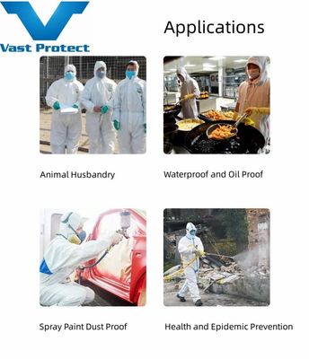 PP PE 55GSM フード用 防護用 白 Tyvek 400 コバースーツ パーソナライズ