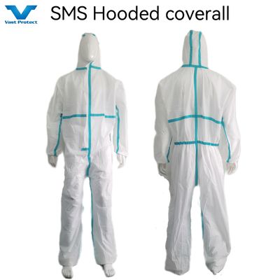 ホワイト ステリル SMS ノンウェブン 繊維 保護服 PPE 化学 保護用 オーバーオール オーダーメイド ロゴ