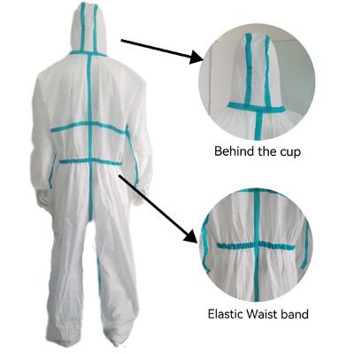 ホワイト ステリル SMS ノンウェブン 繊維 保護服 PPE 化学 保護用 オーバーオール オーダーメイド ロゴ