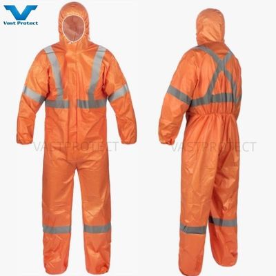 S-5XL サイズ マイクロポーラス 防水型5 6 反射テープ付き 1 回使用可能なオレンジ色カバーオール
