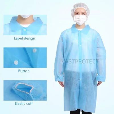 春秋季 使い捨て 作業服 工業用 PP ラボコート