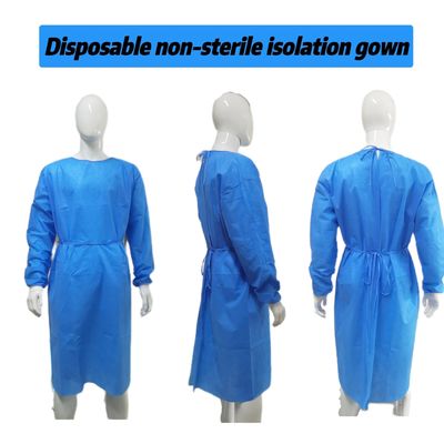 ニットマッシュフット付き 防護外科服 柔らかい抗静的布 VPT-501 首/背面閉塞 青色 PP 織物外