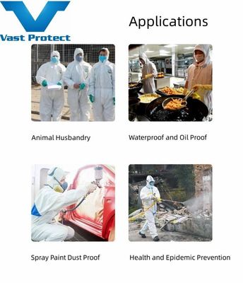 完全に閉ざされたPP PE 55GSM フード付き 防護用白 Tyvek 400 コバーソール S-5XL