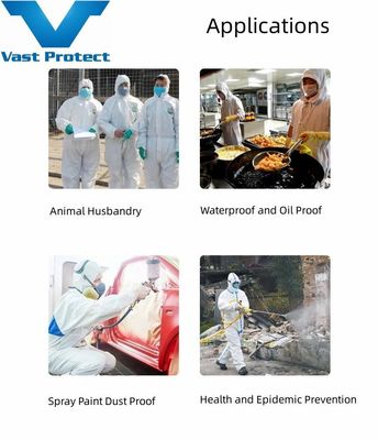 VASTPROTECT-604 PP PE 白色 片用型5 6 化学防護用カバースーツ