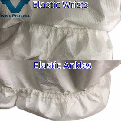 1回使用可能な白い微孔型クリーンルーム用衣類