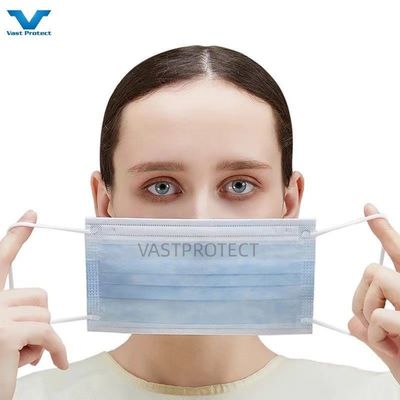 VPT-フェイスマスク 17.5x9.5cm 使い捨ての非織布ブルー3層保護マスク